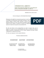 Acta entrega conformidad familia Obando construcción red colectora Nandaime