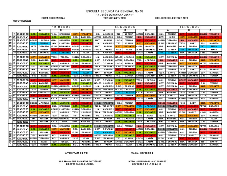 Horario General Comisiones Mat. | PDF | Estudios de idiomas extranjeros