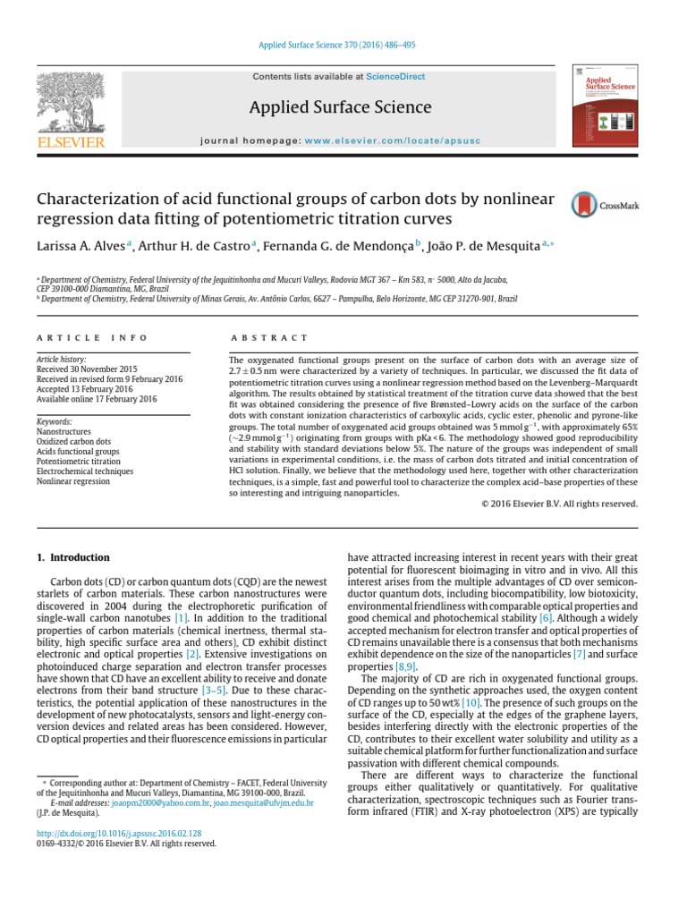 Characterization of acid functional groups of carbon dots by nonlinear