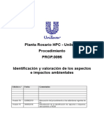 Identificación y valoración de aspectos e impactos ambientales en Planta Rosario HPC