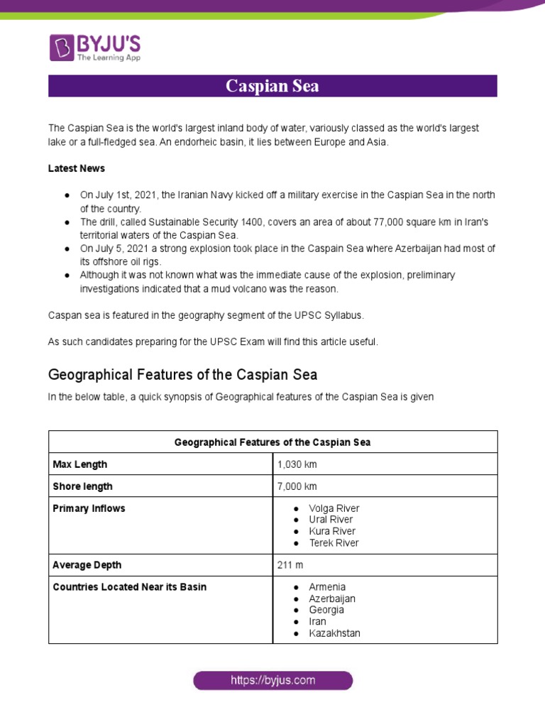 Caspian Sea PDF Sea Earth Sciences