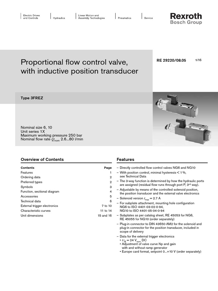 Proportional Flow Control Valve, With Inductive Position Transducer PDF Valve Electrical