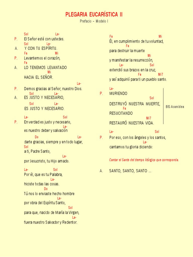 Plegaria eucaristica ii prefacio modelo i descargar gratis pdf