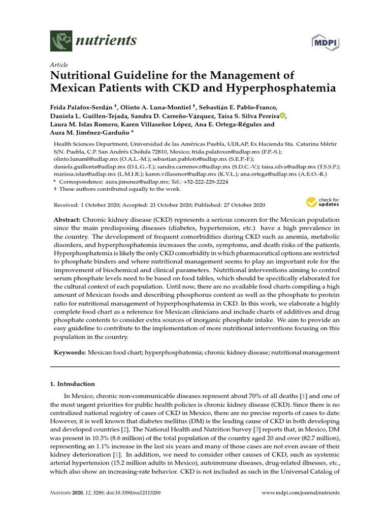 2020 Nutritional Guideline For The Management of PDF Chronic