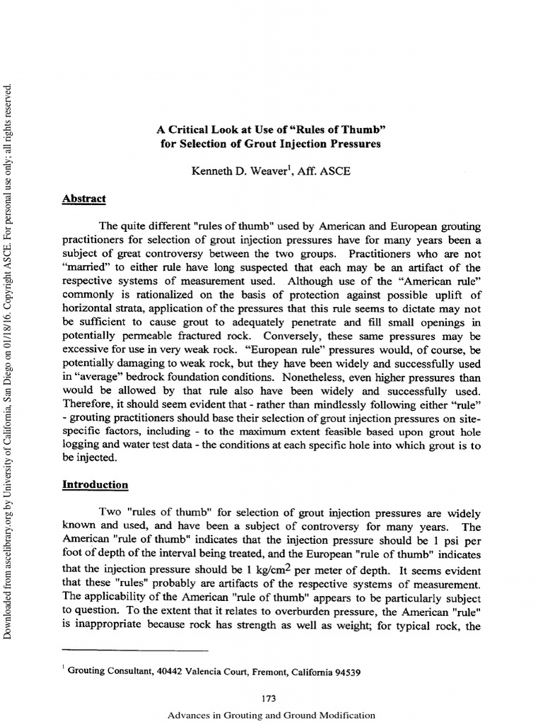 Use of Rules of Thumb PDF Hydraulic Fracturing Pressure