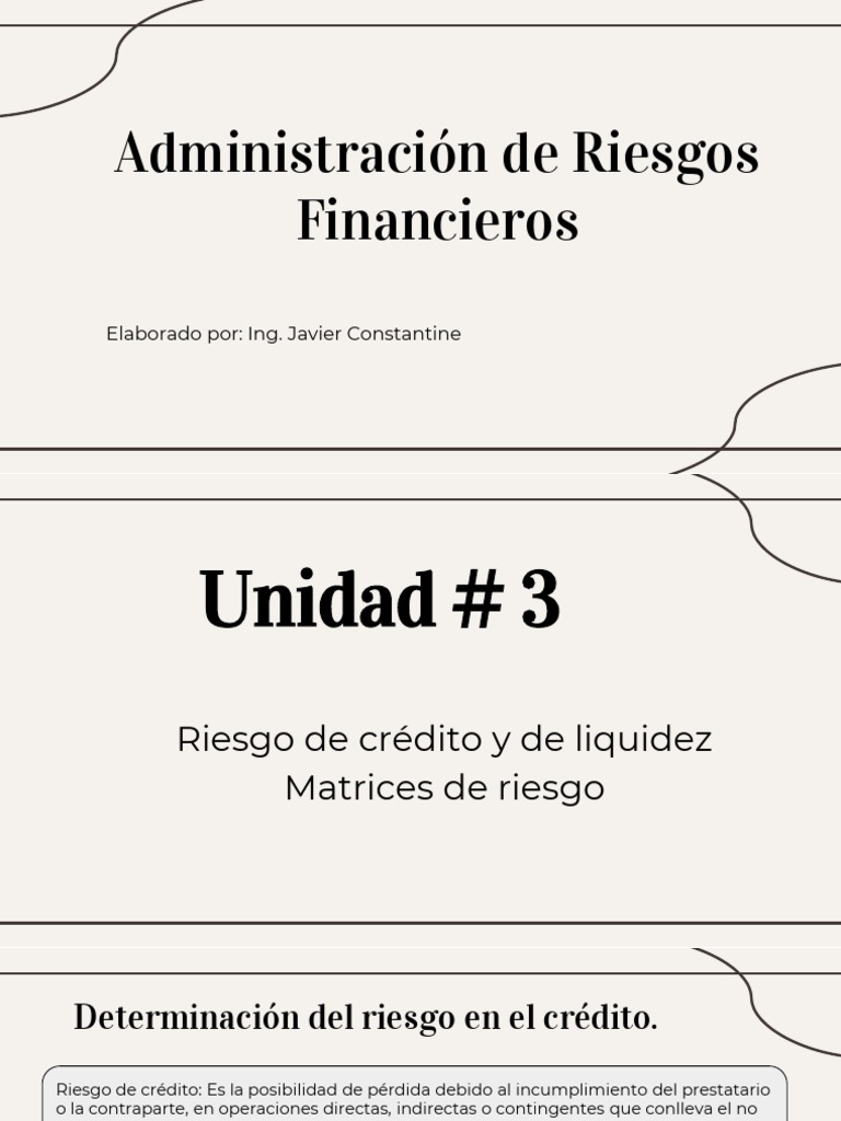 Unidad 3 Riesgo De Credito Y Liquidez Pdf Auditoría Liquidez
