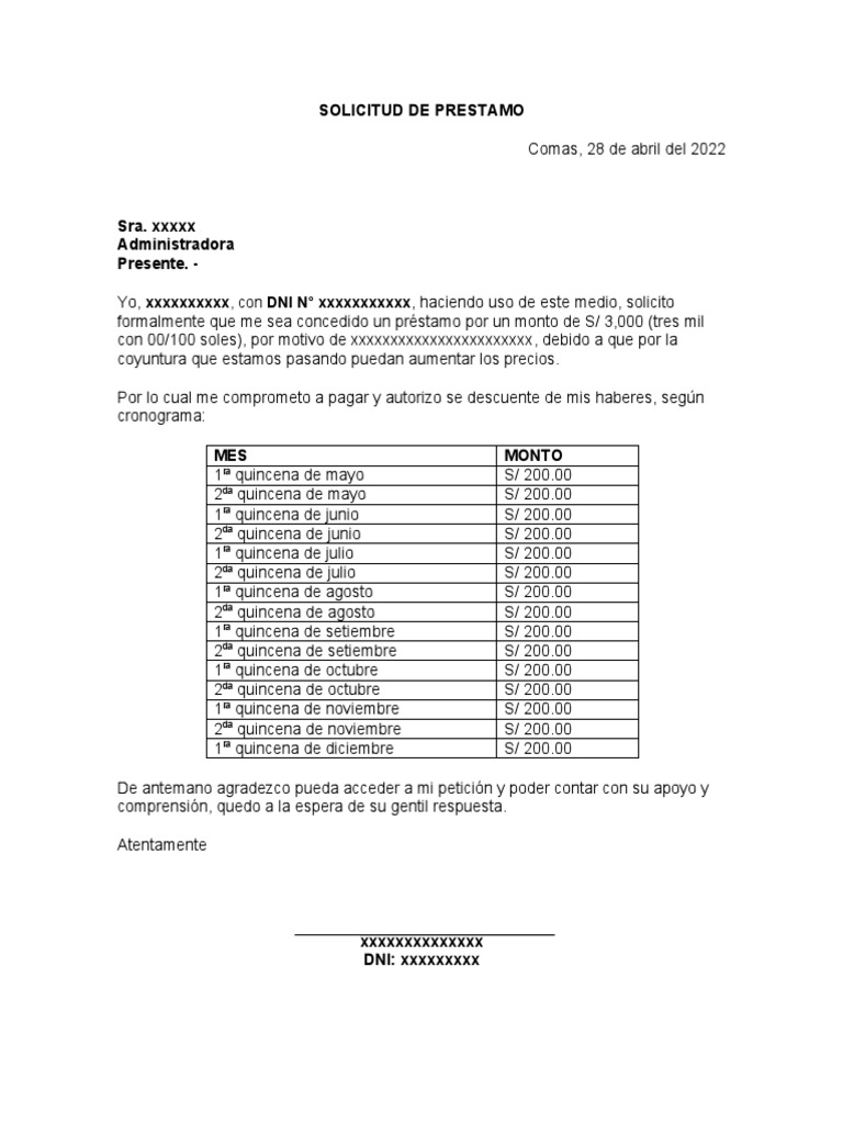 Solicitud de Prestamo | PDF