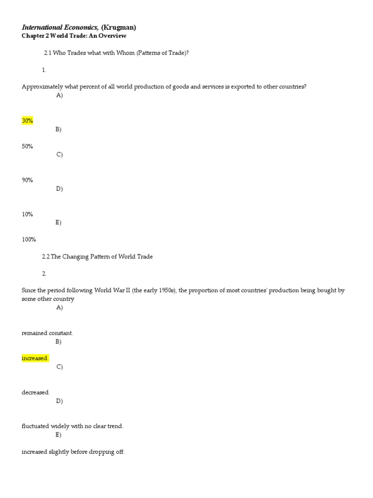 Review Chapter 2 Download Free Pdf International Trade Trade