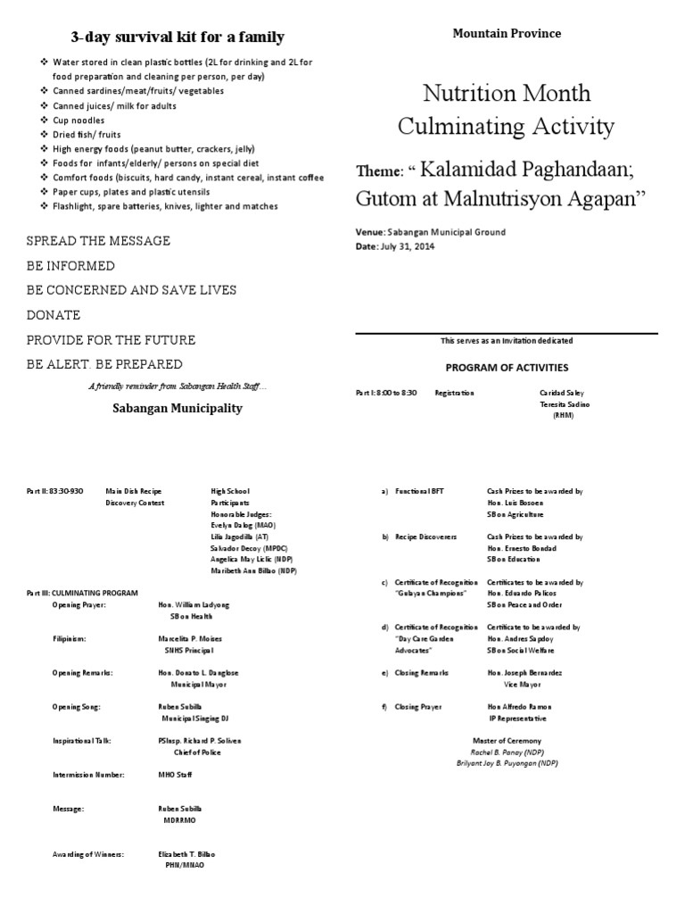 nutrition month program | PDF | Food And Drink | Cuisine