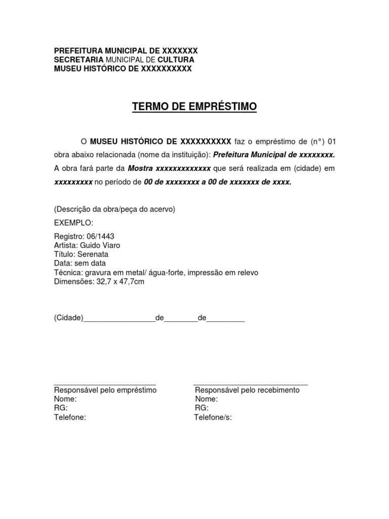 Modelo Termo De Empréstimo Pdf