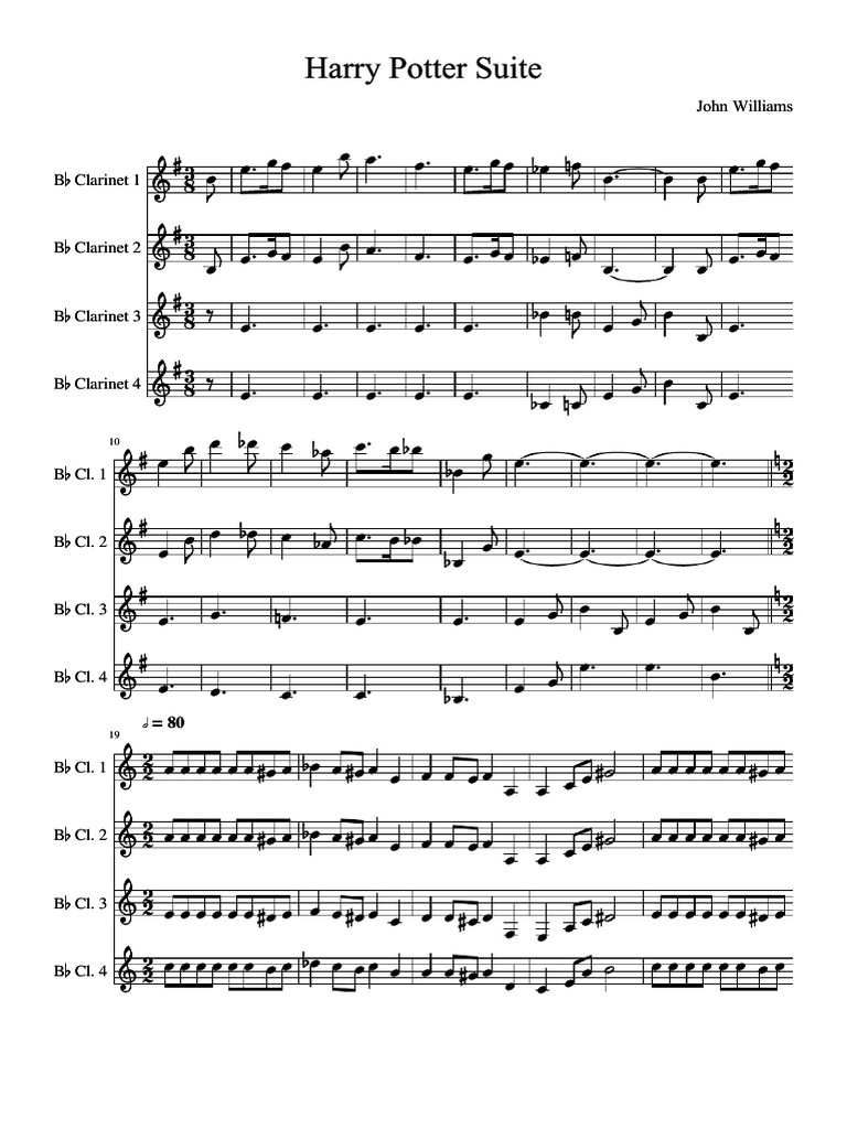 Harry potter cuarte clarinet | PDF | Pitch (Music) | Musical Compositions
