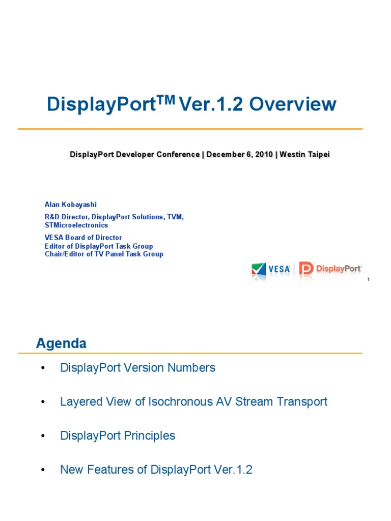 DisplayPort 1.2 Features Overview | PDF | Usb | Computer Networking