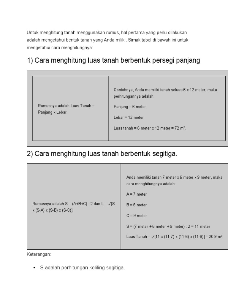 Cara Menghitung Luas Tanah | PDF