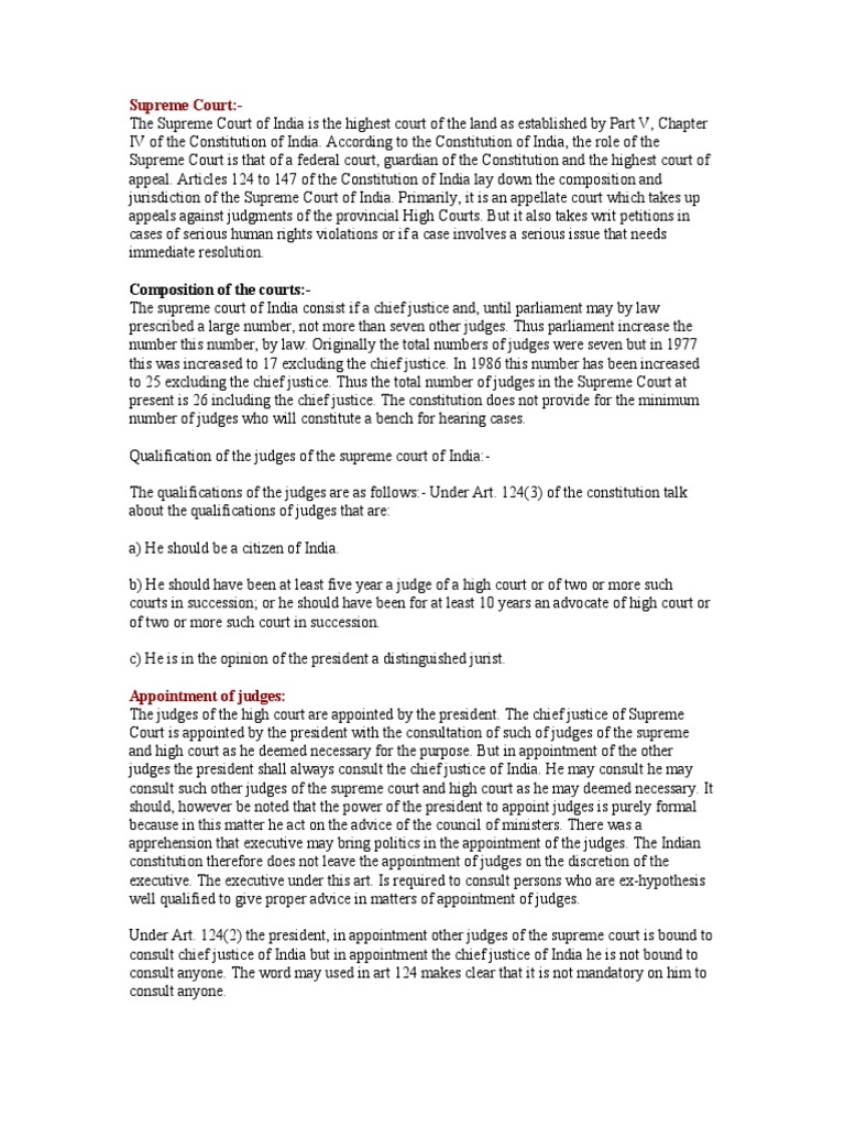 Supreme Court: Structure and Jurisdiction | PDF | Supreme Court Of ...