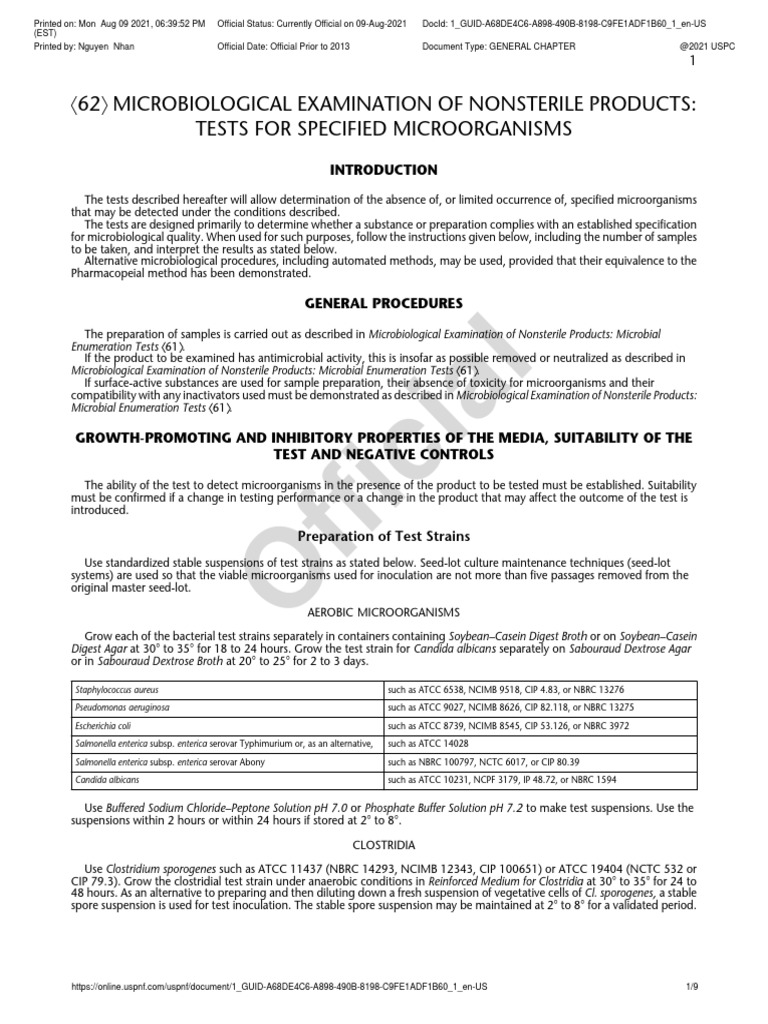 Microbiological Testing of Nonsterile Products | PDF | Growth Medium ...