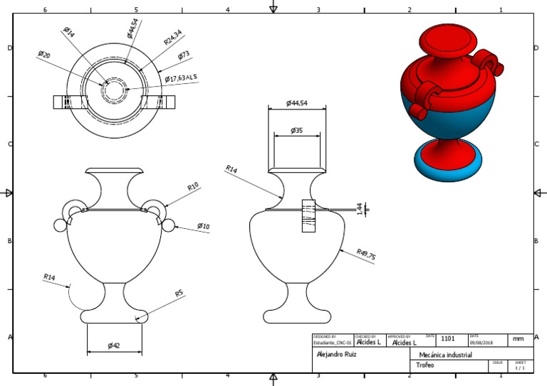 Engineering Drawing Layout With Dimensions And Tolerances For Machined ...