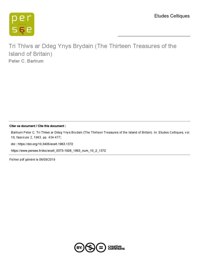 The Thirteen Treasures Of The Island Of Britain Bartrum P C Pdf