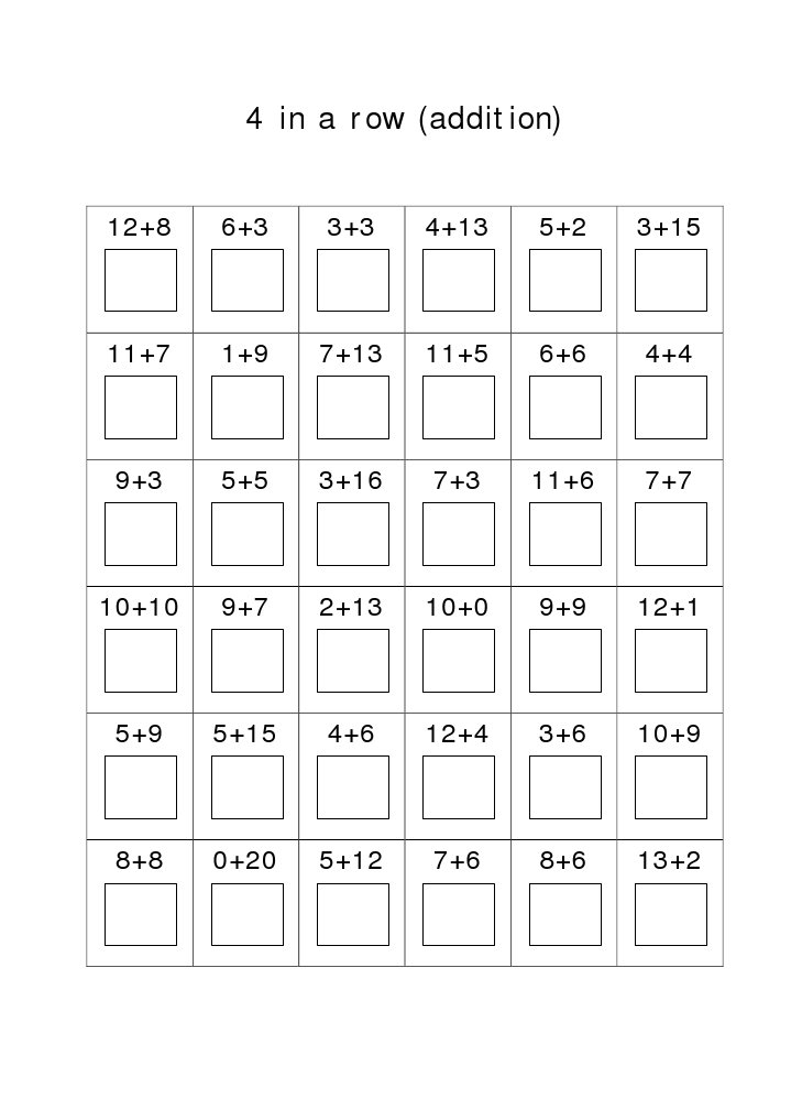 Addition Practice: 4 in a Row Game | PDF | Cooking, Food & Wine | Computers