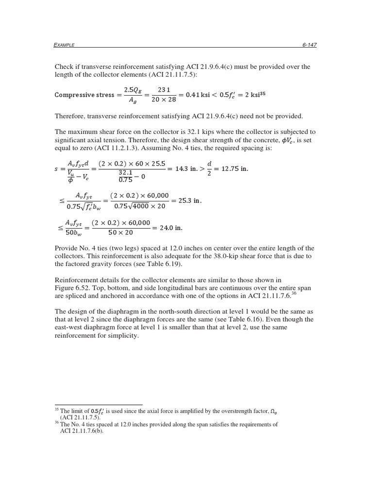 ACI Compliance for Collector Reinforcement | PDF