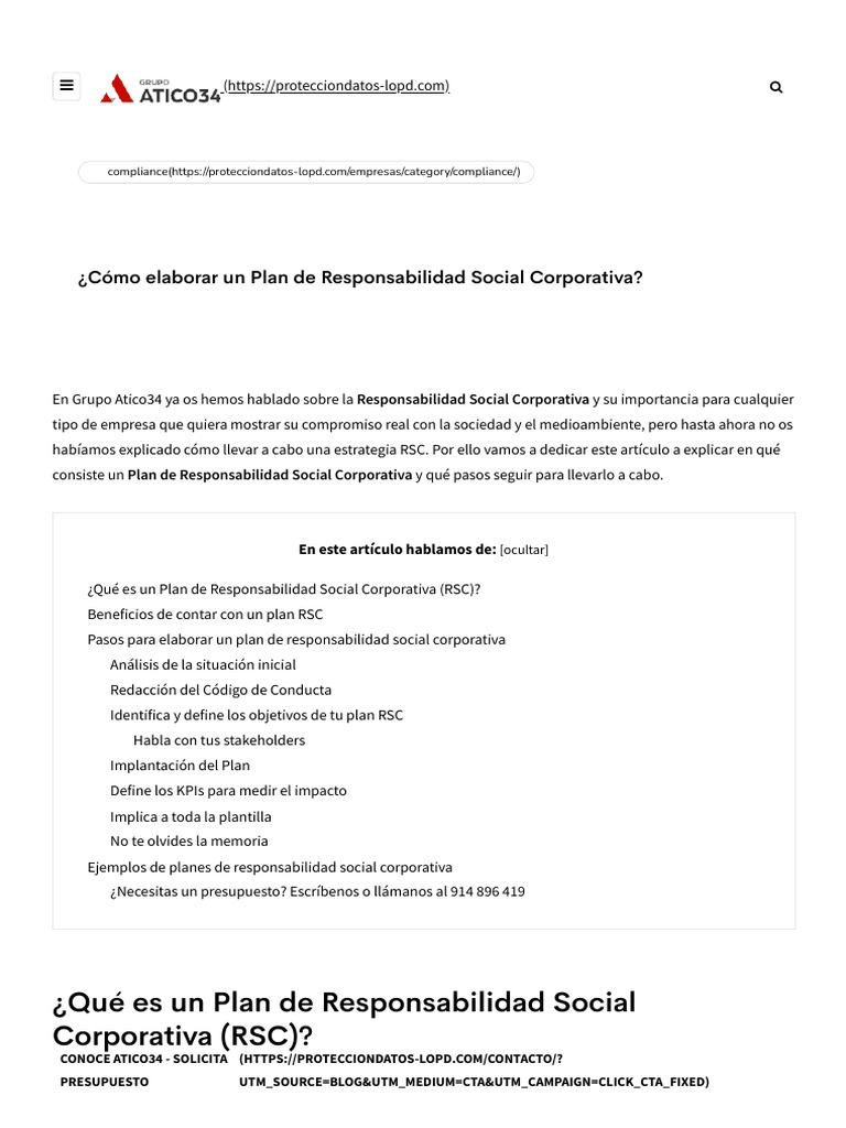 Cómo Elaborar Un Plan de Responsabilidad Social Corporativa | PDF ...