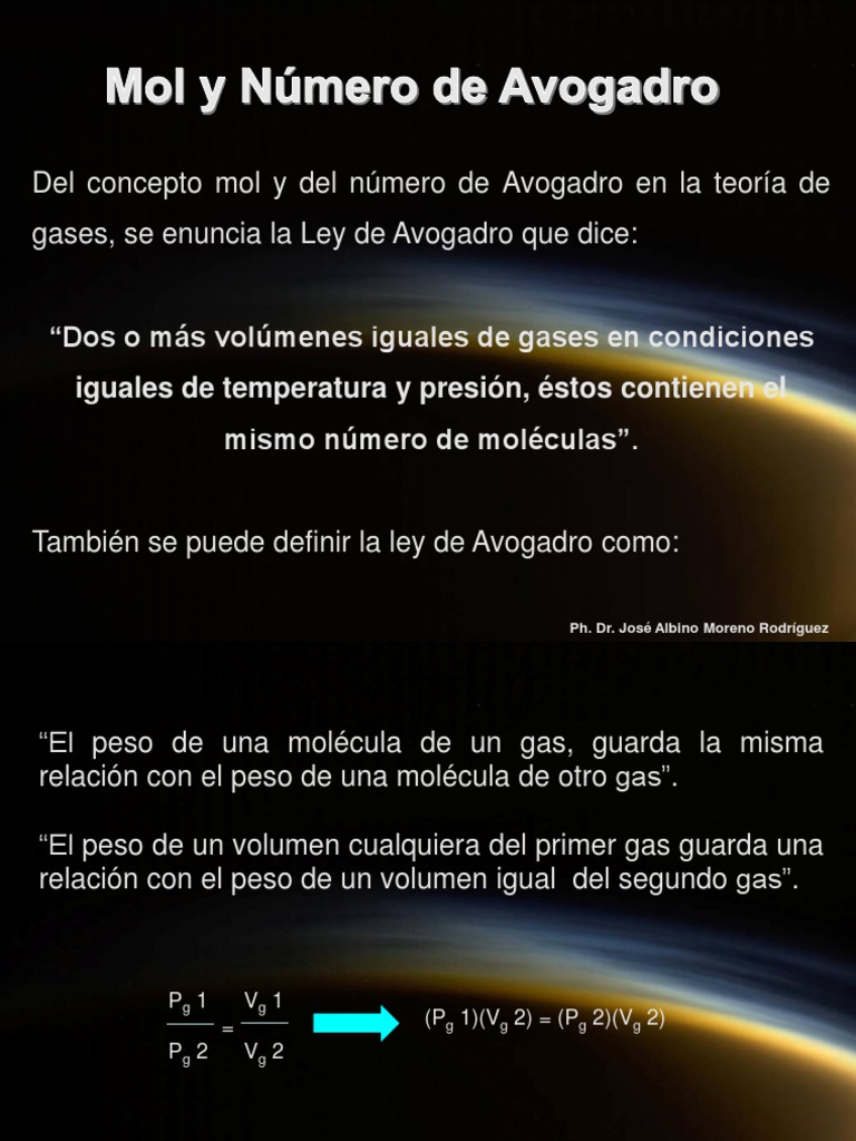 Ley de Avogadro y Teoría de Gases | PDF | Gases | Mole (Unidad)