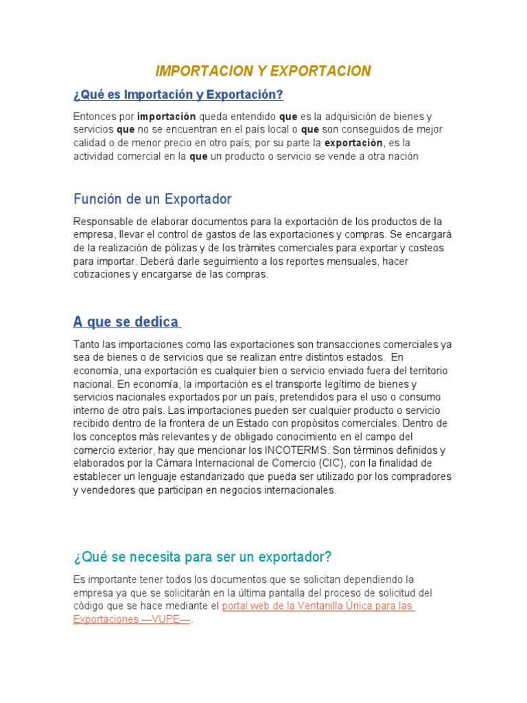 Importación y Exportación: Conceptos Clave | PDF