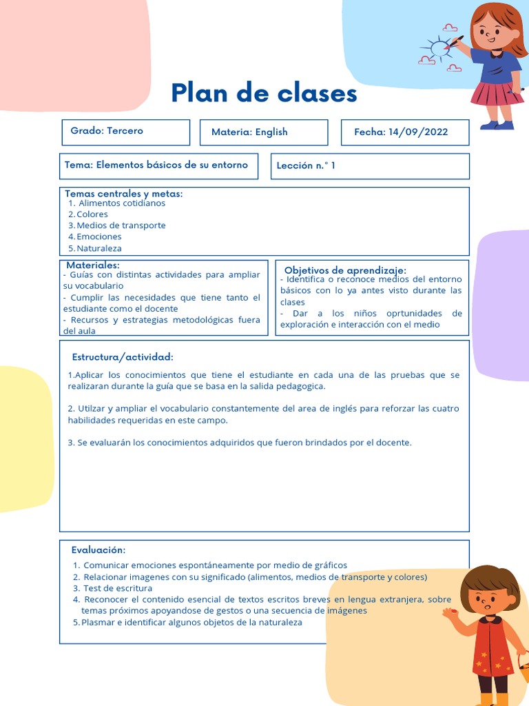 Colorido Bloques de Construcción Formato para Imprimir Plan de Clase en ...