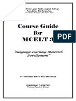 Course Guide in Mcelt 3 Language Learning Materials Development