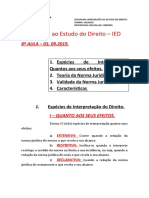 Introdução Ao Estudo Do Direito - IED: 8 AULA - 03. 09.2019