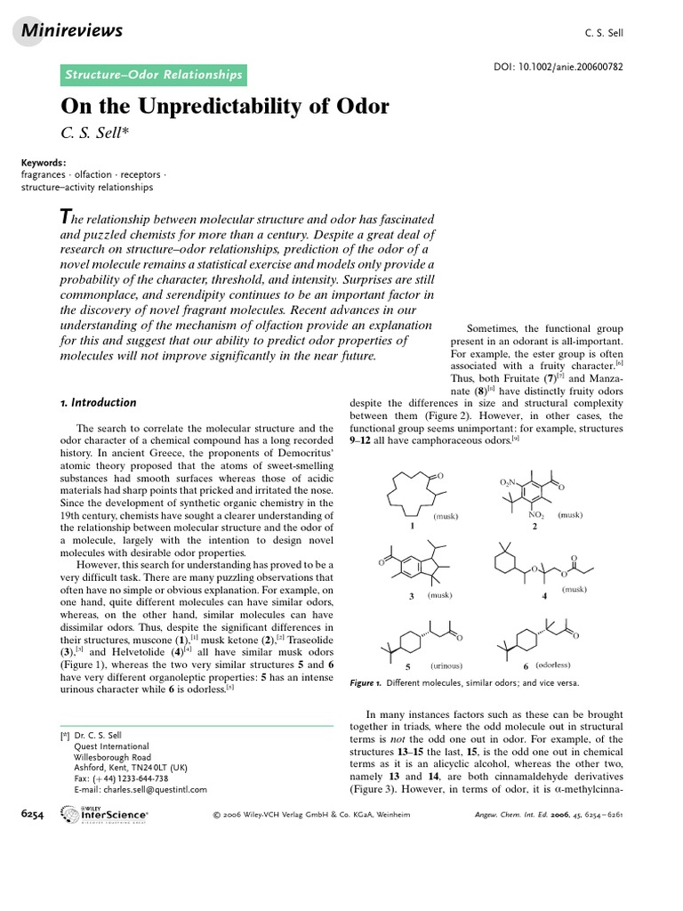 On The Unpredictability of Odor | PDF | Odor | Cell Signaling