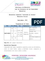 Encuentros Semanales Creciendo en Valores Educación Inicial Mes de Septiembre 2022