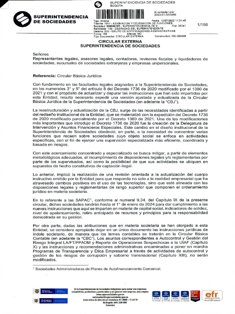 Circular 100-000008 de 12 de Julio de 2022 | PDF | Compartir (Finanzas ...