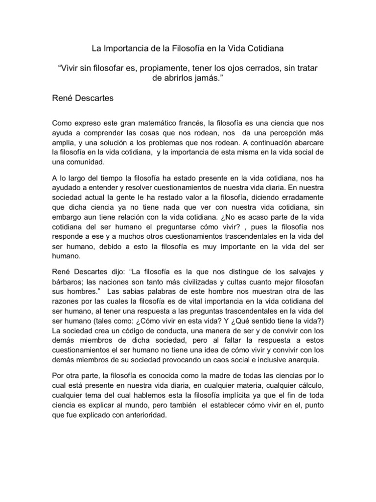 La Importancia de la Filosofía en la Vida Cotidiana