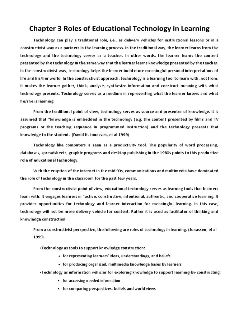 Roles of Technology in Health Education | PDF | Constructivism ...