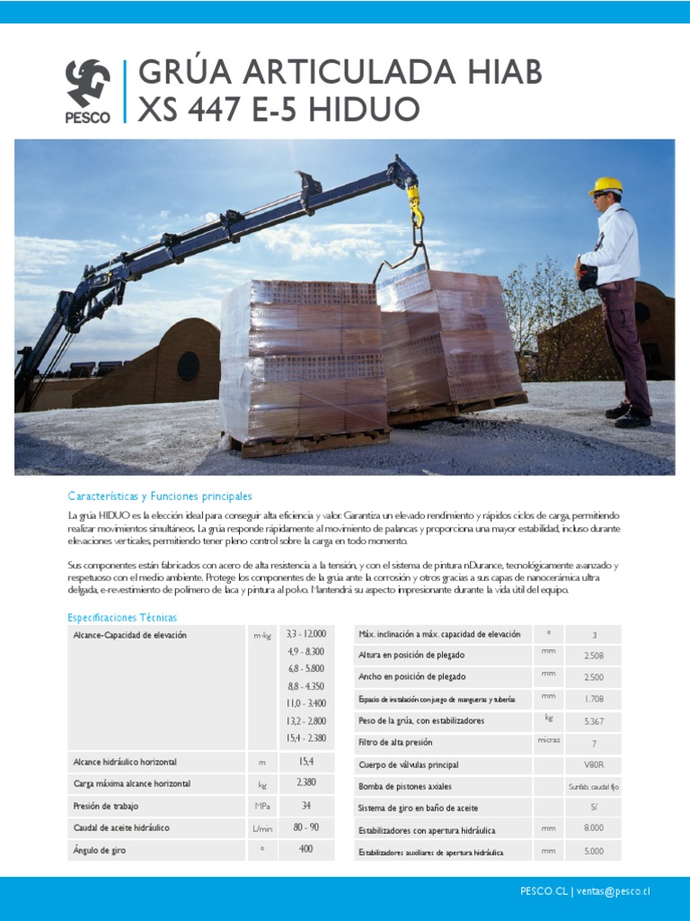 Grúa Articulada Hiab: Especificaciones y Carga | PDF | Grúa (máquina ...