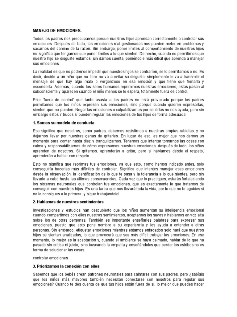 Estrategias para Manejar Emociones en Niños | PDF | Las emociones | Empatía