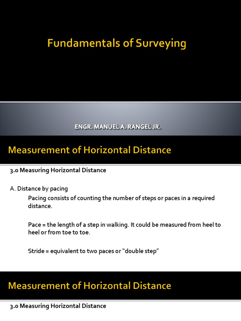 Measuring Horizontal Distance Techniques | PDF | Surveying | Measurement