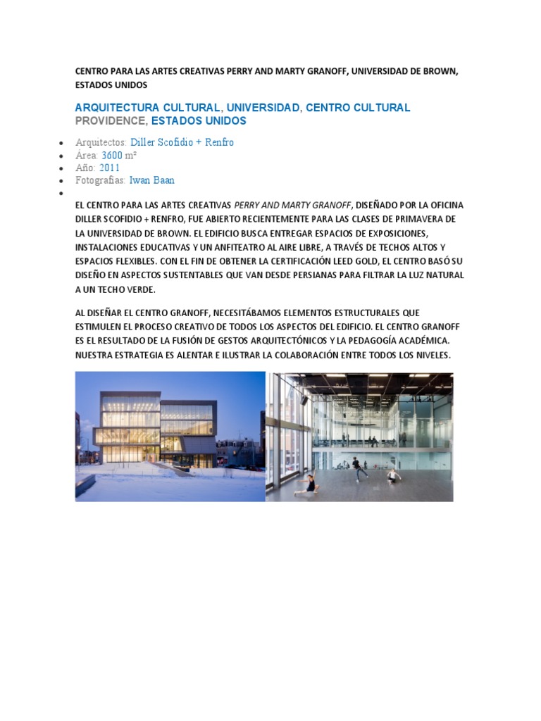 Centro Granoff: Arquitectura Creativa | PDF | Arquitecto | Las artes