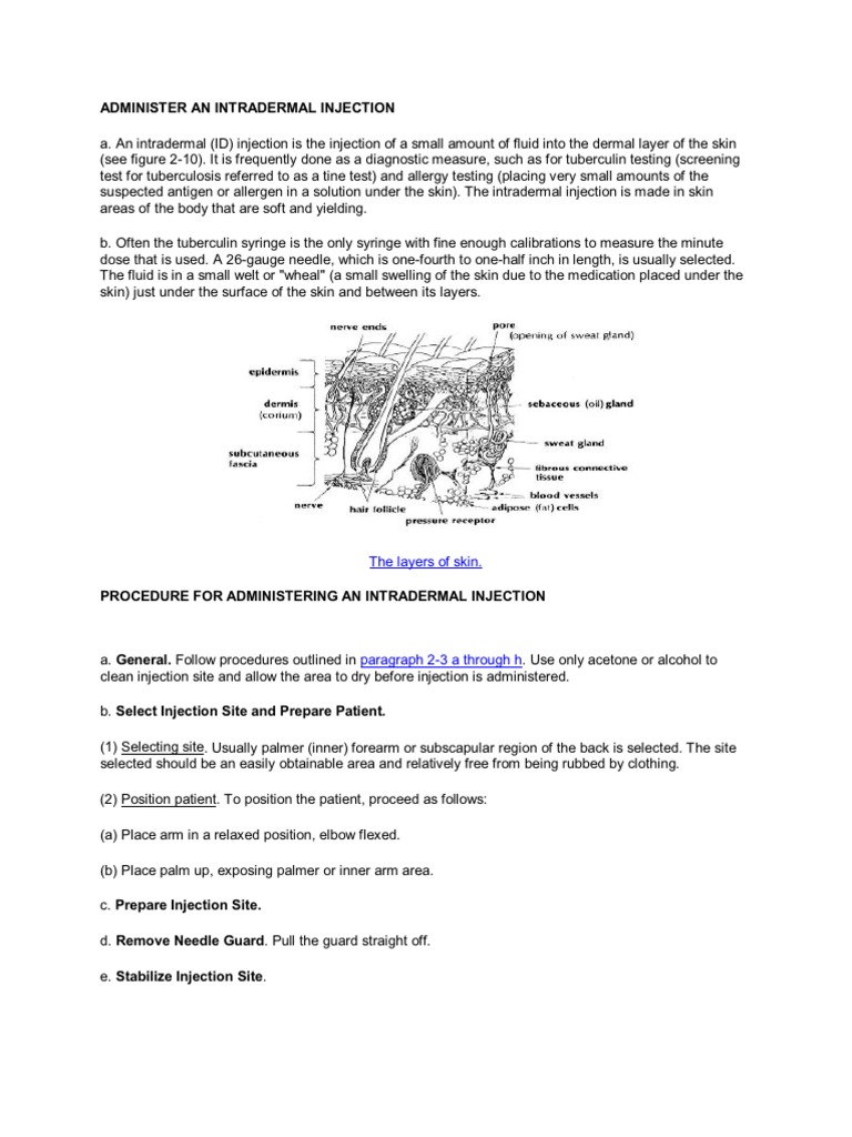 Administer An Intradermal Injection | PDF