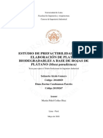 Estudio de prefactibilidad para la elaboración de platos biodegradables a base de hojas de plátano