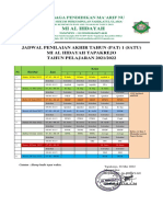 Jadwal Penilaian Akhir Tahun