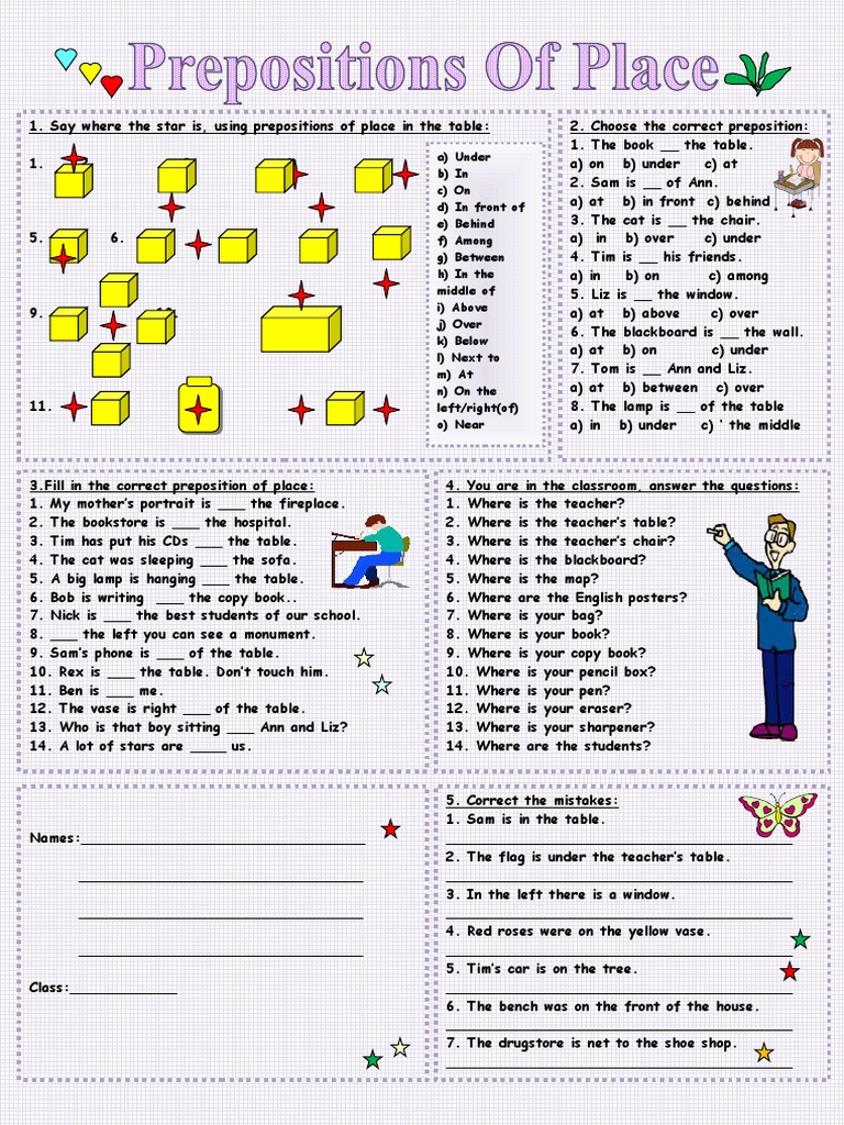 Prepositions Of Place Test Pdf
