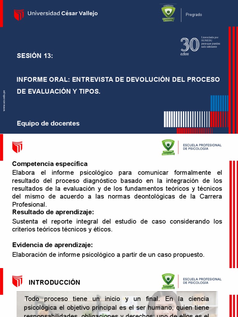 Sesion 13 Entrevista De Devolucion Pdf Evaluación Sicología