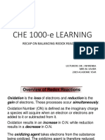 CHE 1000-E LEARNING - BALANCING REDOX REACTIONS