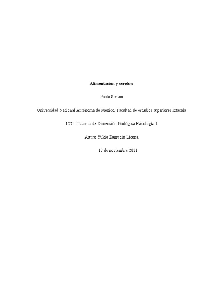 Alimentación y Cerebro Santos Bonilla Paola 1157 PDF Hipotálamo