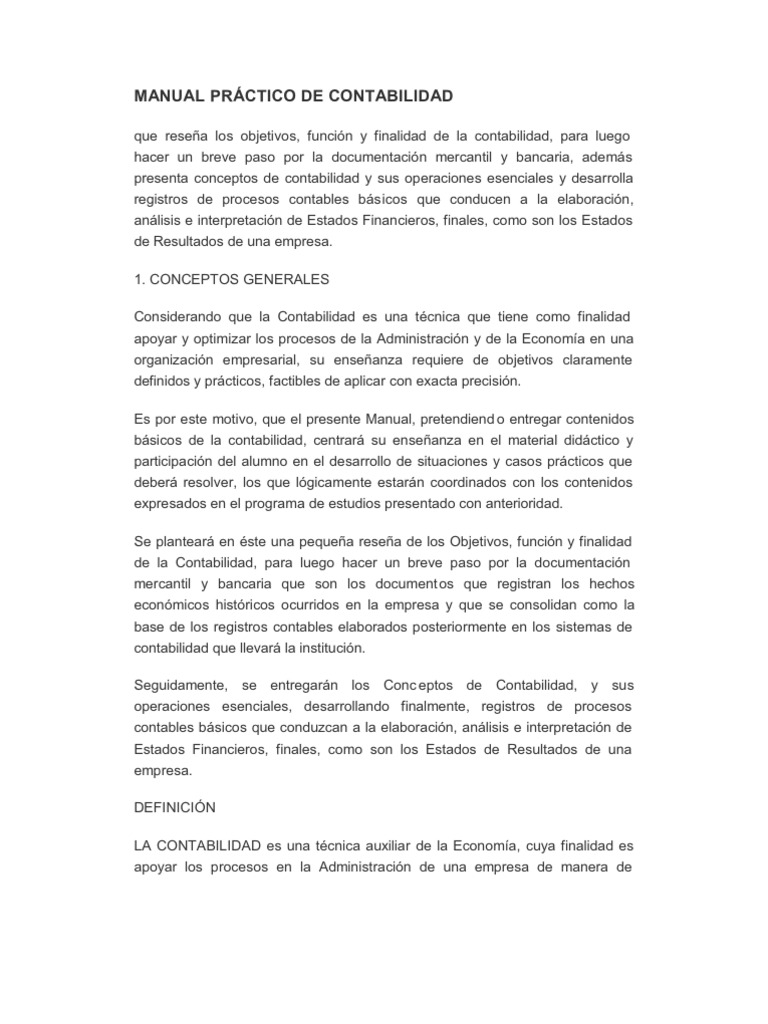 Manual Práctico de Contabilidad | PDF | Contabilidad | Hoja de balance