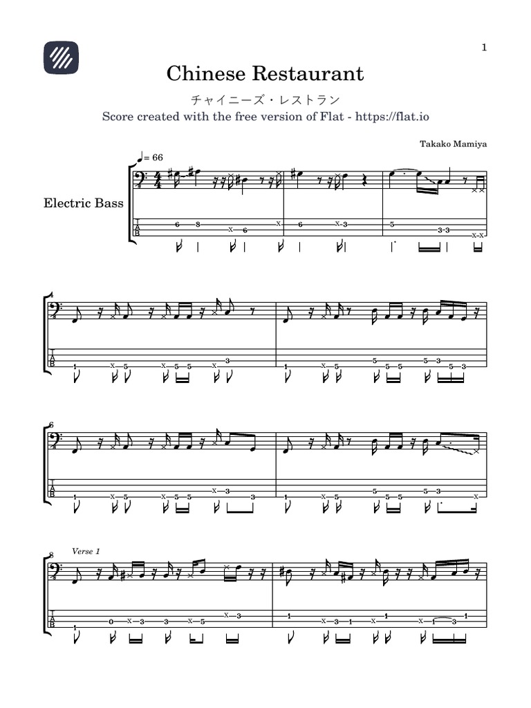 Takako Mamiya's Chinese Restaurant Score | PDF | Song Structure ...