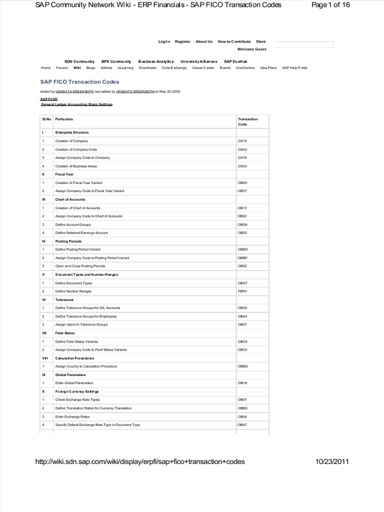 SAP FICO Transaction Codes Guide | PDF | Factoring (Finance) | Depreciation