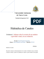 Diseño de canal abierto con sección trapezoidal y pendiente de 1 en 2500