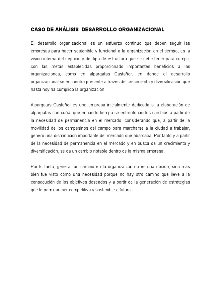 Caso de Análisis Desarrollo Organizacional | PDF